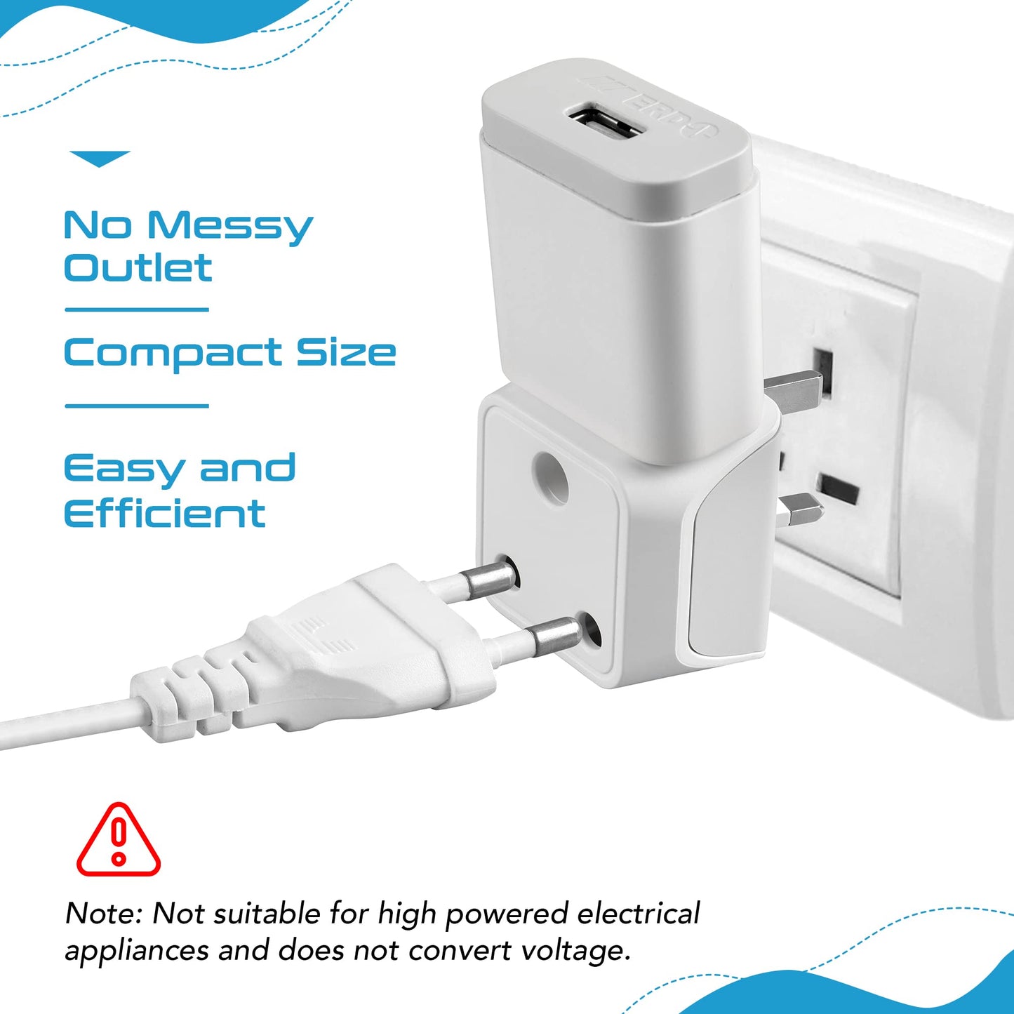 Ceptics India to UK, UAE Travel Adapter Plug – 2 in 1 Hong Kong Adapter - Type G - CE Certified - RoHS Compliant – White - 2 Pack - Lifetime Limited Warranty