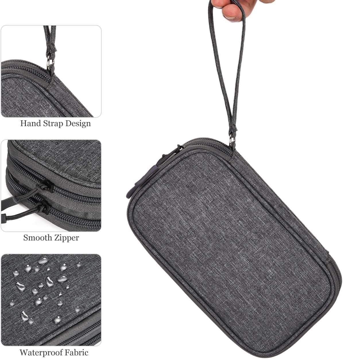 SaleOn 8.3x5 inch Portable Storage Organizer Bag for USB Cable, Earphone, Power Bank, Mobile Charger, Hard Disk & Digital Gadgets with Mesh Pockets, Dual Zippers & Elastic Loops, Inside Color May Vary