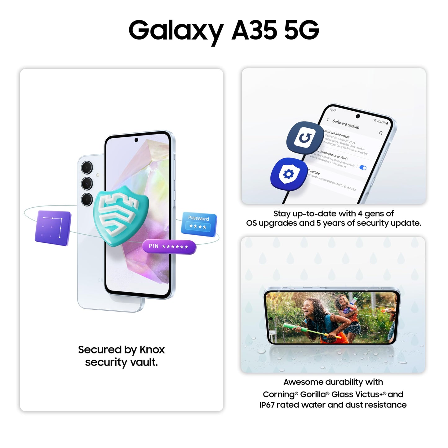 Samsung Galaxy A35 5G (Awesome Navy, 8GB RAM, 256GB Storage) | Premium Glass Back | 50 MP Main Camera (OIS) | Nightography | IP67 | Corning Gorilla Glass Victus+ | sAMOLED with Vision Booster