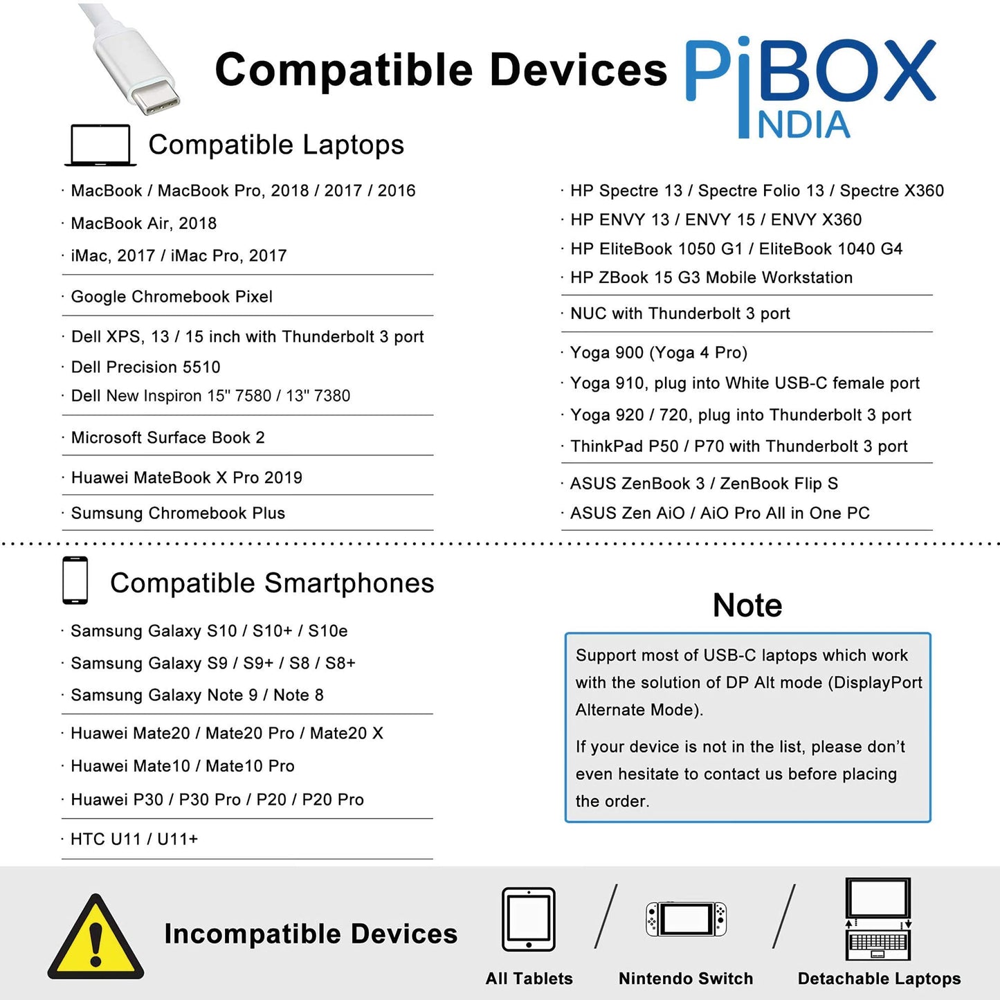 PiBOX India, USB C to HDMI VGA USB Adapter, Aluminium Type C USB hub 3.1 to HDMI 4K/VGA/USB 3.0/USB C Converter Cable Charging Port Adapter Cable for Mac, Compatible Samsung Galaxy/Samsung Note
