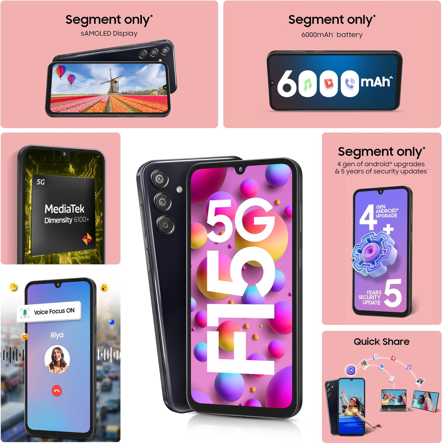 Samsung Galaxy F15 5G (Ash Black, 6GB RAM, 128 GB Storage)