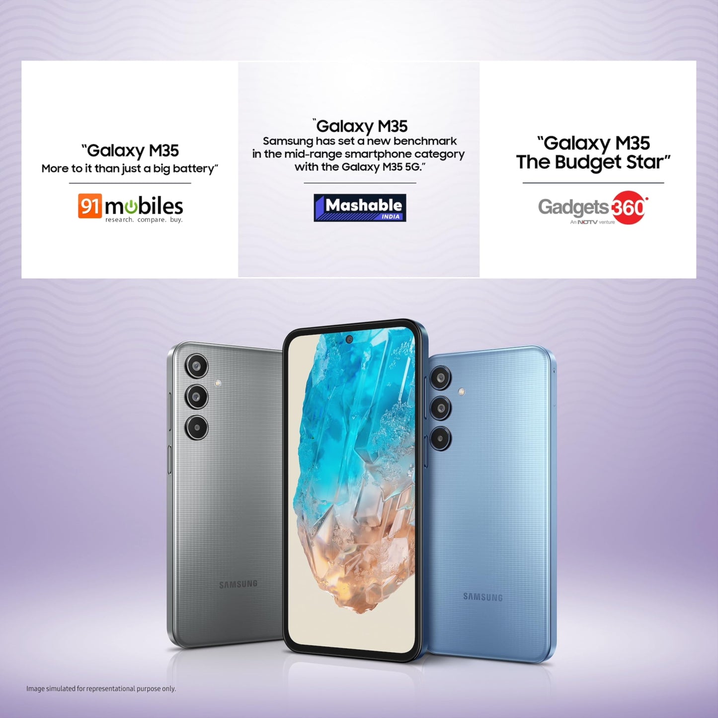 Samsung Galaxy M35 5G (Daybreak Blue,8GB RAM,128GB Storage)| Corning Gorilla Glass Victus+| AnTuTu Score 595K+ | Vapour Cooling Chamber | 6000mAh Battery | 120Hz Super AMOLED Display| Without Charger