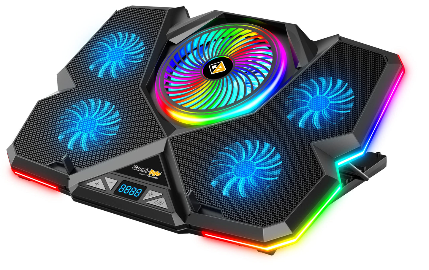 Cosmic Byte Cyclone RGB Laptop Cooling Pad with 5 Fan, Adjustable Speed, USB Hub (Black/Blue)