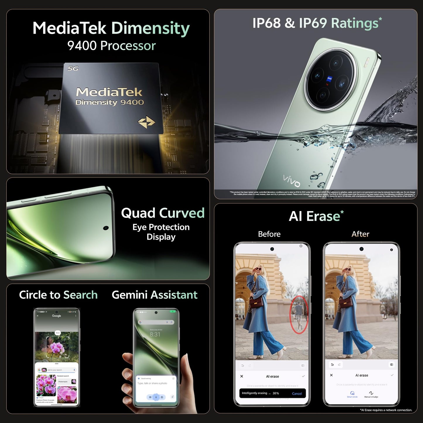 Vivo X200 5G (Natural Green, 12GB RAM, 256GB Storage) with No Cost EMI/Additional Exchange Offers