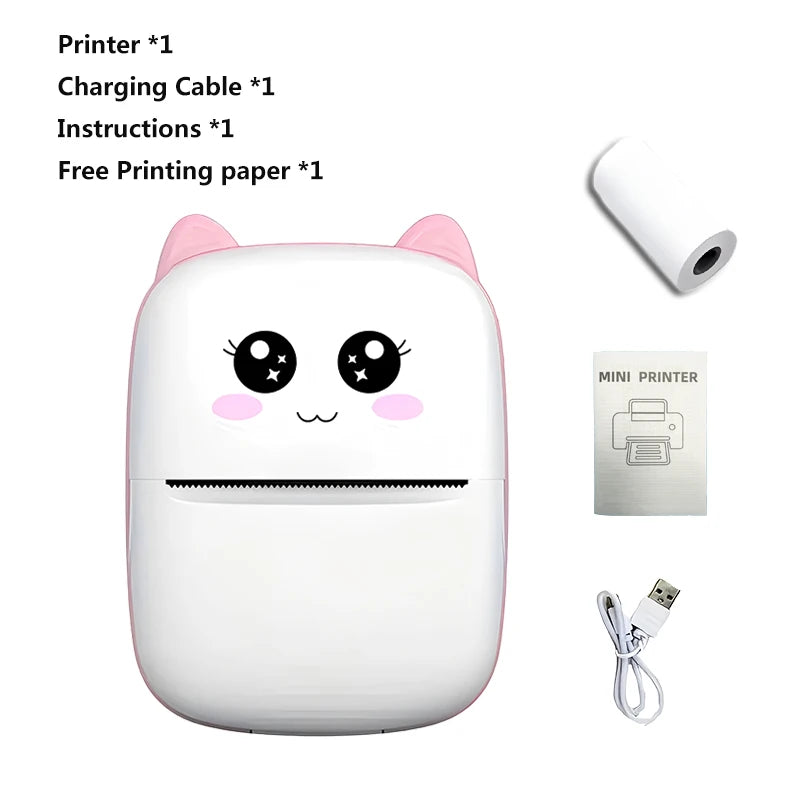 Mini Portable Thermal Printer - Instant Print, Compatible with iOS/Android, for Photos, Labels, Notes, Wireless, USB Charging