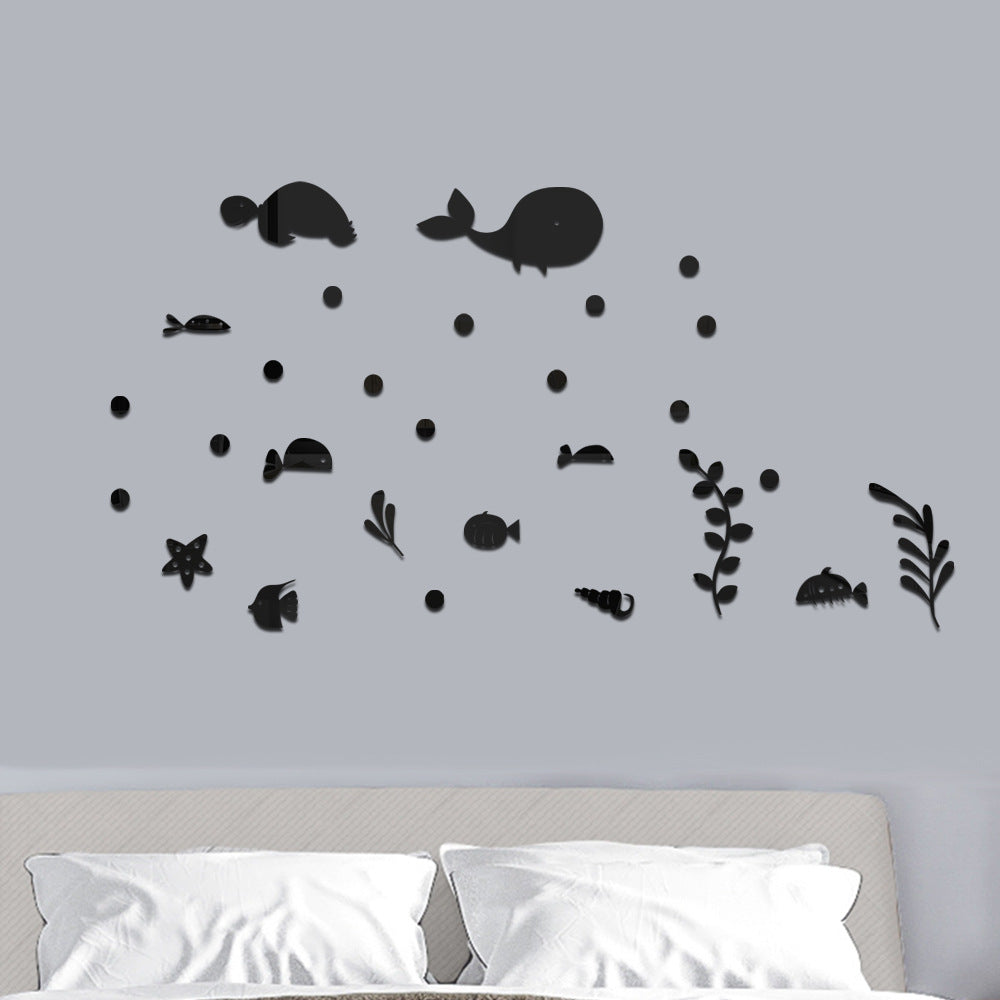 JM593 Ocean World cartoon acrylic wall children's room living room layout self-adhesive mirror wall stickers decorations