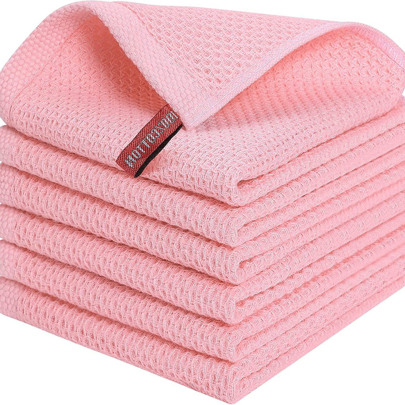 Cross-border Amazon pure cotton honeycomb kitchen dishwashing square towel can be suit with hook waffle square towel generation sticker code