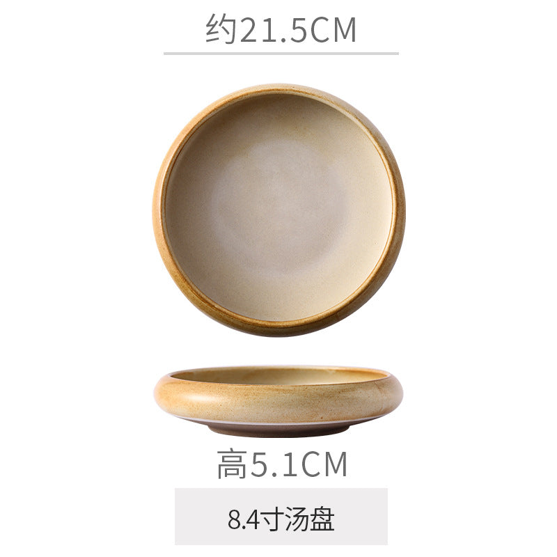 Retro Japanese Style Ceramic Bowl Creative Personality Household Rice Bowl Restaurant Special Snack Bowl Dessert Salad Bowl
