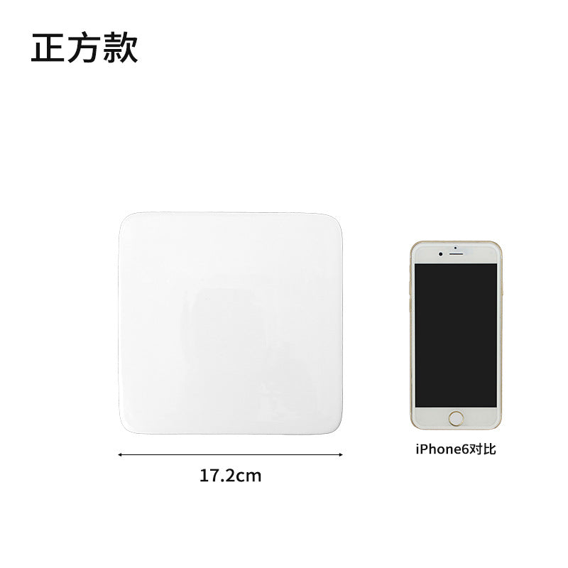 Ceramic Cake Plate Pure White Square Plate Dessert Display Dish Baking Tableware Buffet Round Swing Plate Long Square Plate