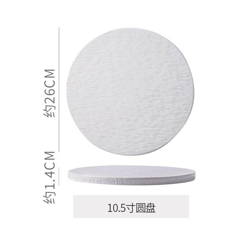 Stone Pattern Round Flat Ceramic Plate Western Food Steak Plate High-grade Sense Cake Plate Dim Sushi Plate Dessert Pastry Plate