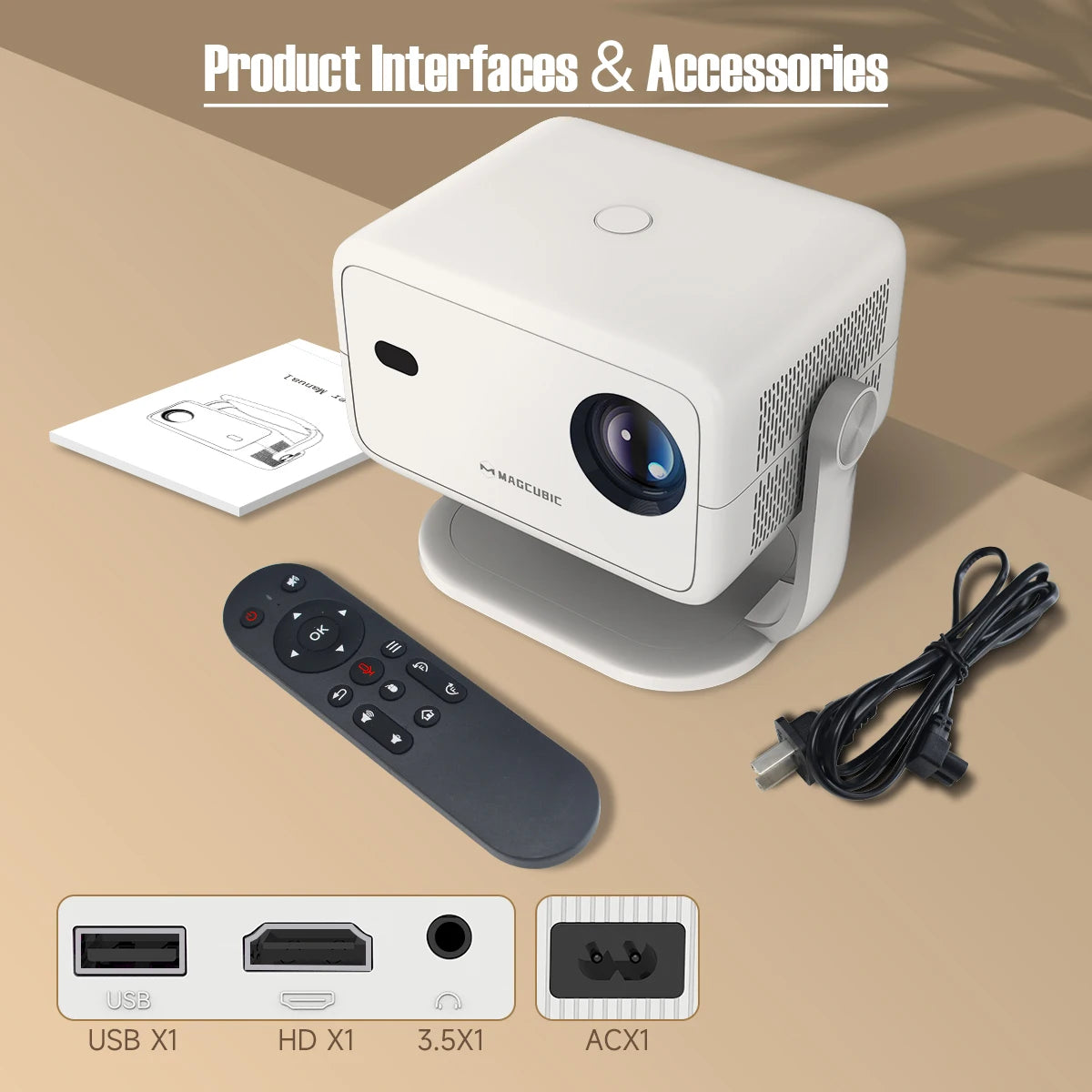 Magcubic 650ANSI L018 Projector 8K Native 1080P Auto Focus & Keystone Correction Android14 BT5.4 WIFI6 360° Portable Home Cinema