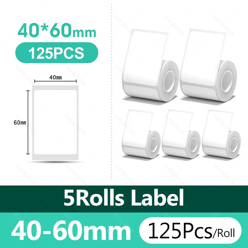 3/5/10 NiiMBOT White Label Paper Waterproof Self-adhesive Rolls For B1 B21 Mini Label Printer Price Tag Office Maker UV Print