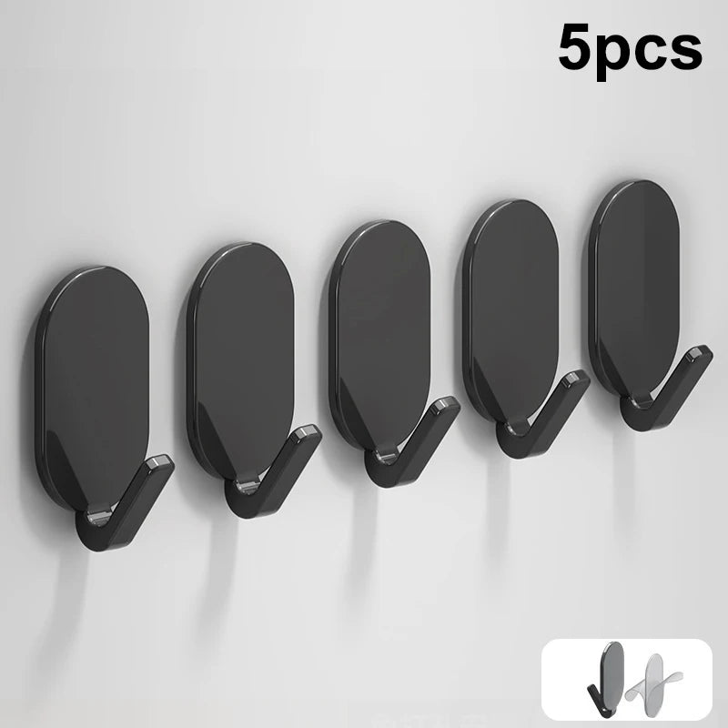5pcs Strong Wall Hooks Self Adhesive Key Coat Bag Hanger Hook Bathroom Kitchen Door Robe Towel Storage Rack Hook Accessories