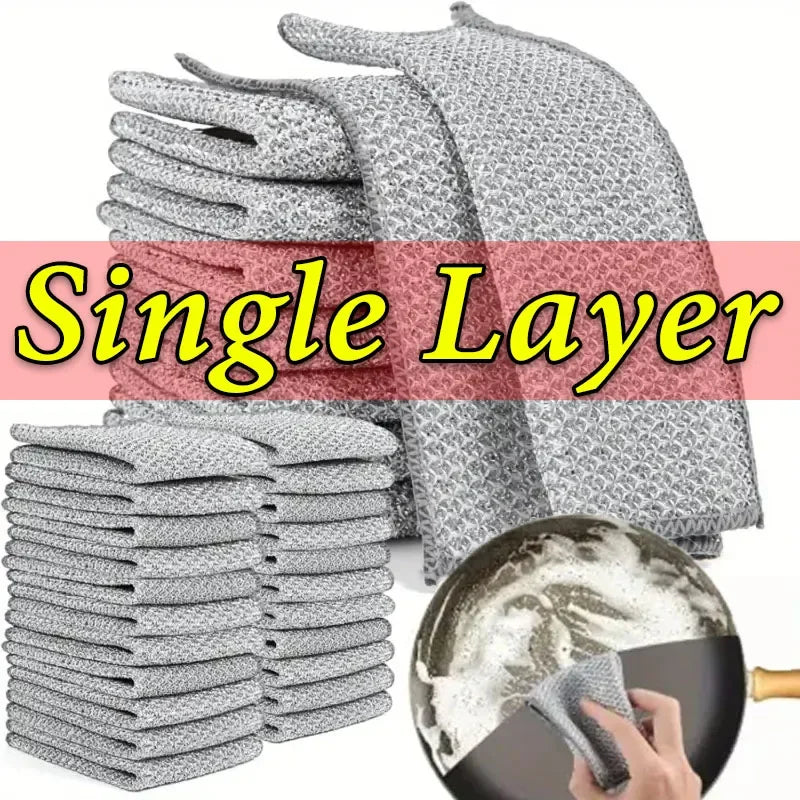 Wholesale Metal Steel Wire Rags Cloth Home Kitchen Pot Pan Dishwashing Double-sided Dishcloth Cleaning Cloths Towel Scrubber Rag
