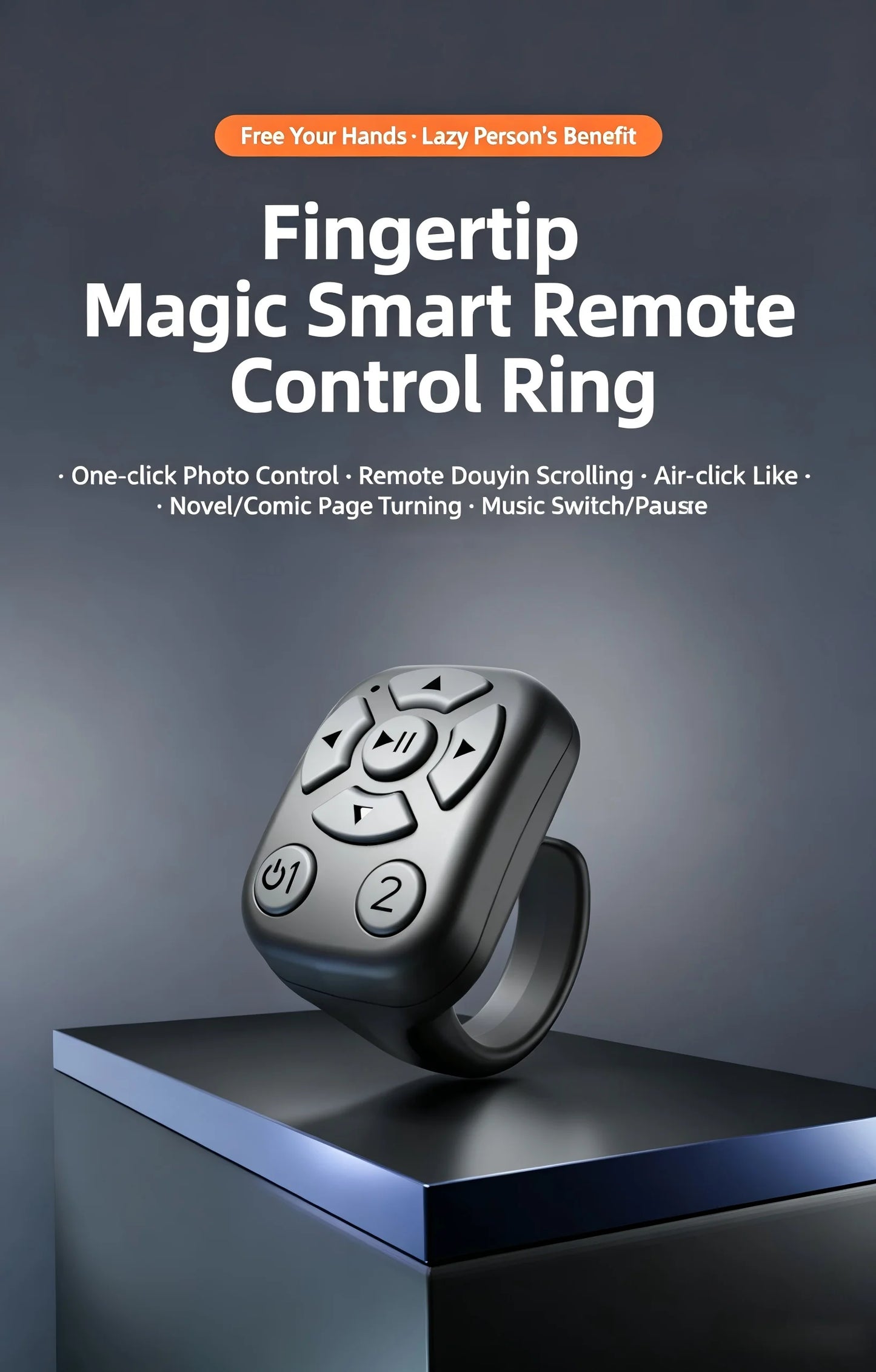 Bluetooth Scrolling Ring Wireless Remote Control, Short Video Page Turner Camera Shutter Controller, Universal Mobile Phone Tabl
