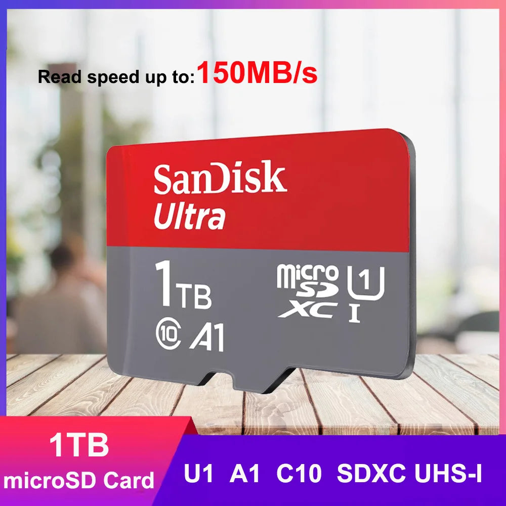 SanDisk Ultra MicroSD Card 32GB MicroSDHC A1 UHS-I Class10 64GB 128GB 256GB 512GB 1TB MicroSDXC Perfect for Full HD Video