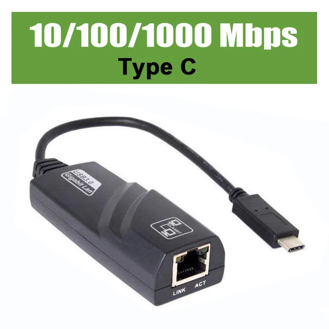 GRWIBEOU 1000Mbps Wired USB 3.0 TypeC USB To Lan Ethernet Adapter Network Card for PC Macbook Windows Laptop