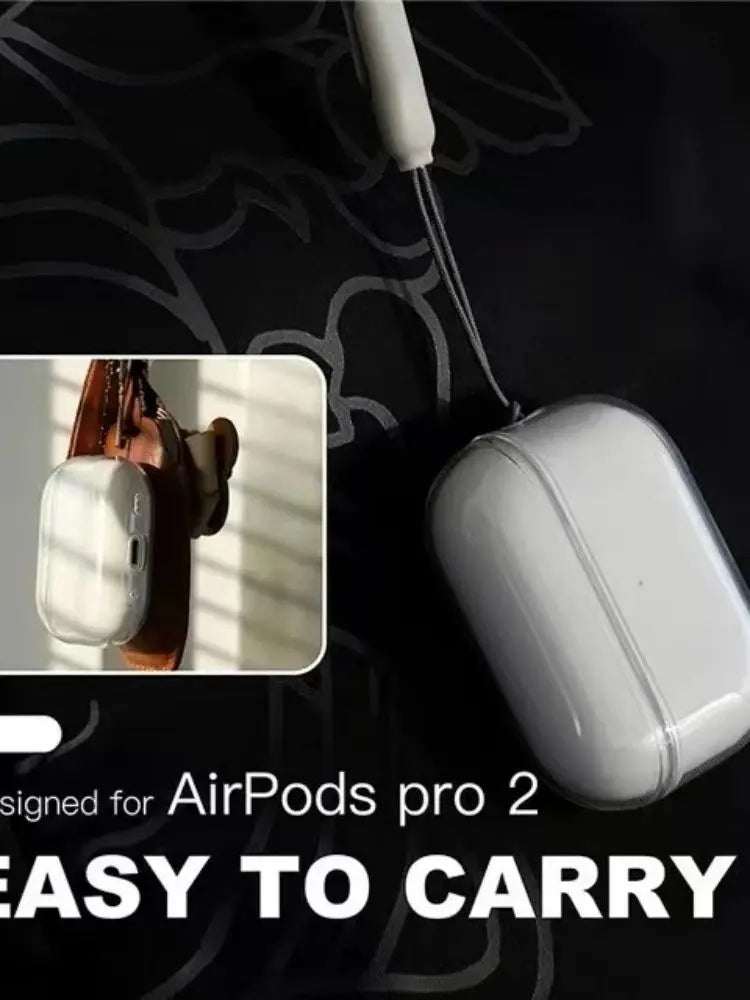 Clear Soft TPU Earphone Case with Lanyard Strap for Airpods Pro 2 2022 2nd Generation Air Pods 3 2 1 3rd Gen Cover Accessories