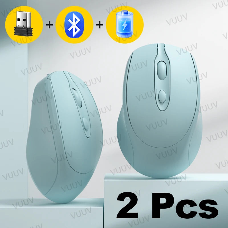 Portable Wireless Bluetooth Mouse Compact Ergonomic 2.4G USB Noiseless 1600DPI 500mAh Rechargeable for PC Tablet Laptop MacBook