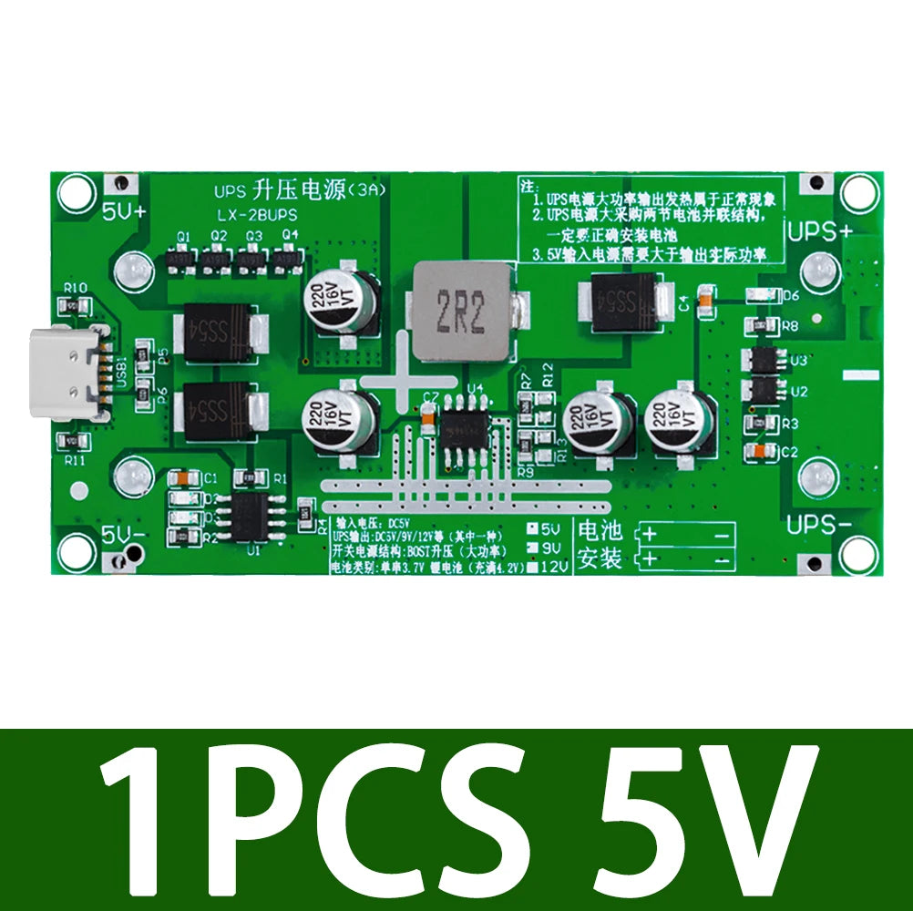 BS Type-C 15W 3A 18650 Lithium Battery Charger Module DC-DC Step Up Booster Fast Charge UPS Power Supply / Converter 5V 9V 12V