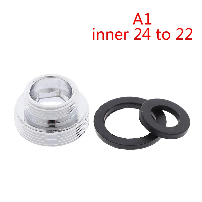 Kitchen Faucet Adapter Set 16/18/20/22/24mm To 22mm With Washer Metal Male Female Saving Tap Aerator Connector Bathroom Access