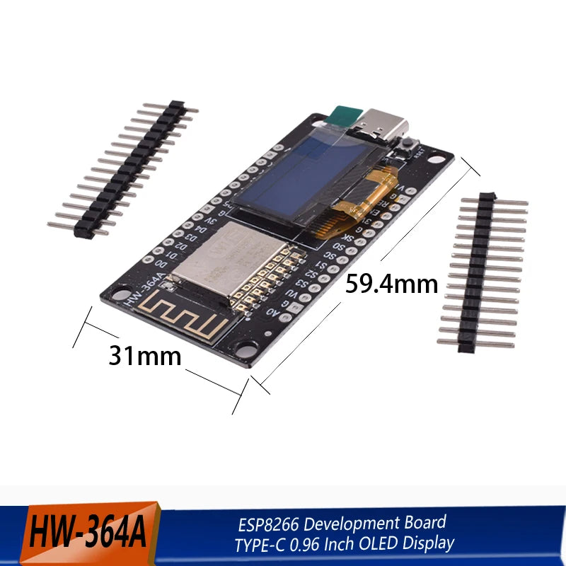NodeMCU ESP8266 Development Board With 0.96 Inch OLED Display CH340G ESP-12E WiFi Module TYPE-C USB For Arduino/Micropython