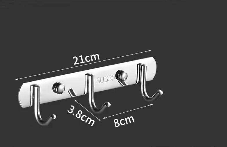 Stainless Steel Hook Hooks Toilet Clothes Hook Kitchen Supplies Hanger Punch-free Hook Rack