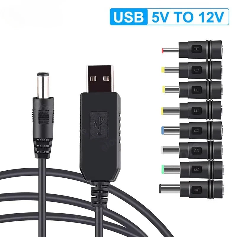 WiFi Power Bank Cable - USB to DC 5V/12V Boost Converter Cord for Router/Modem/Speaker, Portable Charging Adapter