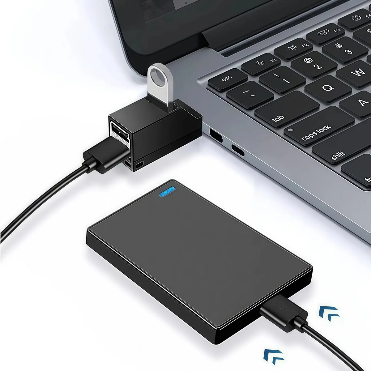 USB 3.0 Hub 4-Port Adapter - High Speed Data Transfer (5Gbps) for PC/Laptop/Mac - Compact USB Splitter for Flash Drive, Mouse