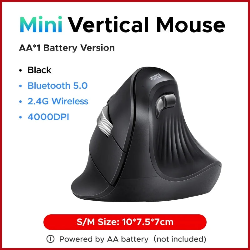 UGREEN Vertical Mouse Wireless Rechargeable Bluetooth5.0 2.4G Ergonomic 4000DPI for MacBook Tablet Laptops Computer PC Mice