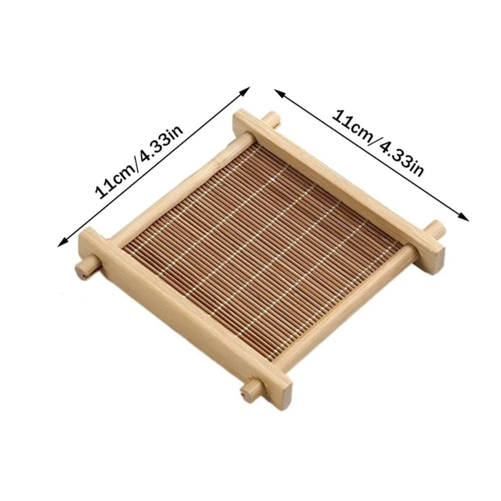 Tea Trays Square Bamboo Teacup Pad Retro Coffee Cup Mug Cup Tableware Heat Insulated Coasters Kitchen Restaurant Accessories