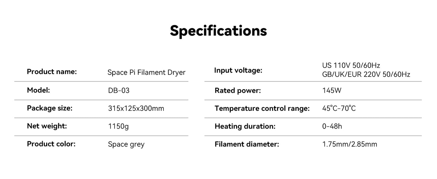 New Creality Space Pi Filament Dryer Box Upgraded Filament Storage Dehydrator 1kg 3D Printer Filament Dryer Box Storage Holder
