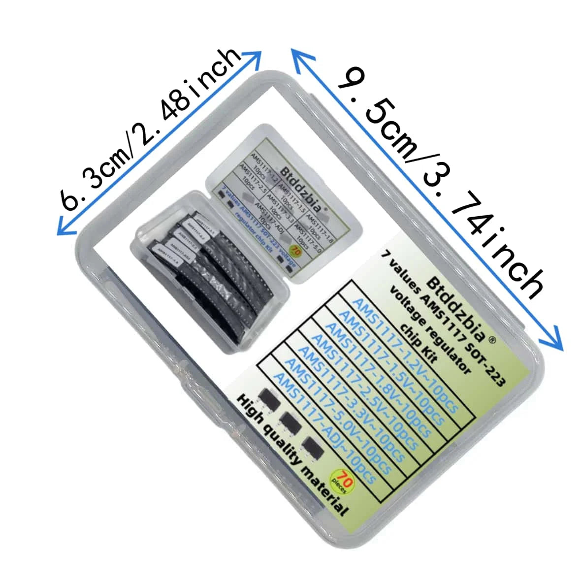 70PCS Voltage Regulator Kit AMS1117 SOT-223 AMS1117-3.3V AMS1117-ADJ AMS1117-5.0V AMS1117-2.5V AMS1117-1.8V AMS1117-1.5V 1.2V-5V