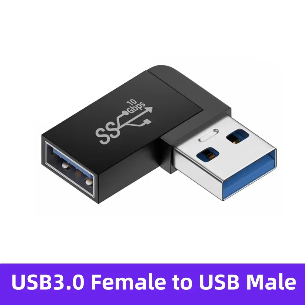 90 Right Angle USB 3.0 Extension Adapter Upward Elbow 10Gbps USB Connector for PC Male To Female Extension Plug Converter