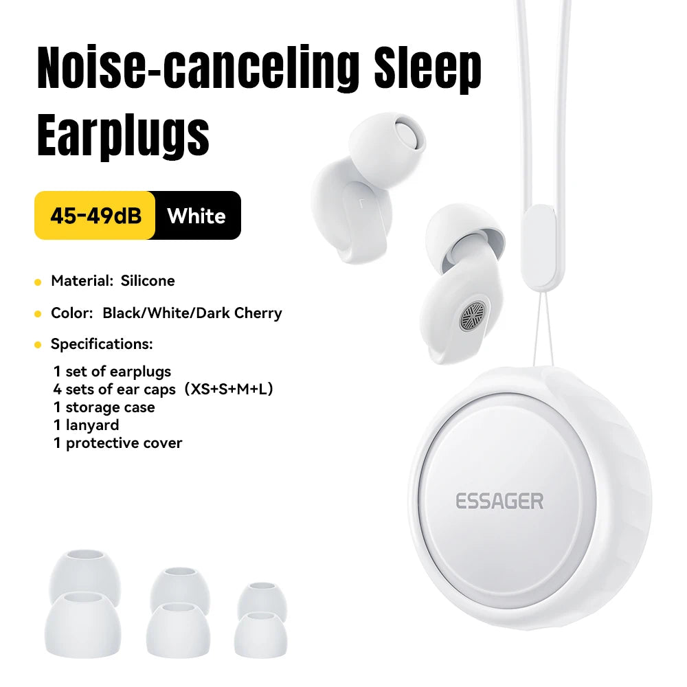 Essager Noise-canceling Sleep Earplugs 45-49dB Anti-Noise Hearing Protection Silicone Soft Earplug for Sleep Work Study Travel