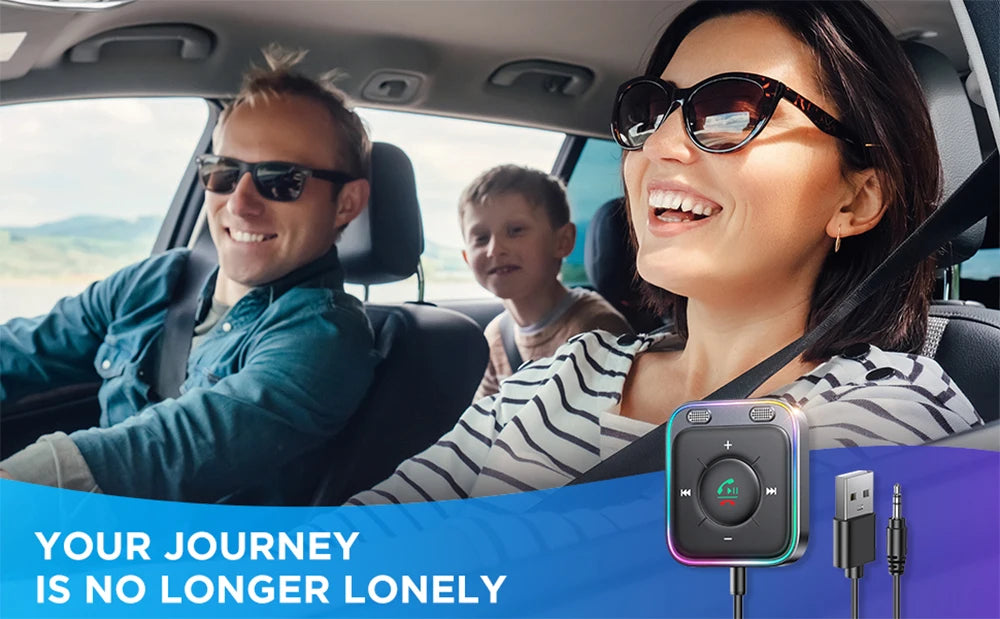 Joyroom Bluetooth 6.0 AUX Car Adapter Stronger Dual Mics & Noise Cancellation Bluetooth Receiver For Car Music/Hands-Free Calls