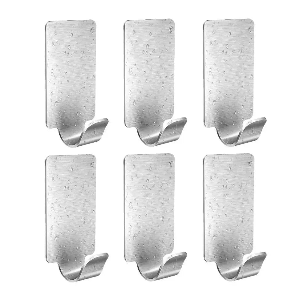 1/6PCS Kitchen Bathroom Wall Hanger Hook Small Stainless Steel Bathroom Organizer Multi-purpose Self Adhesive Towel Rack Hanger