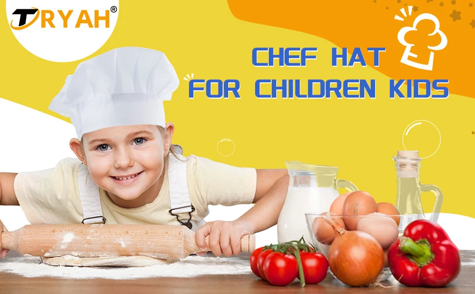 Baby Kid White Chef Hat Elastic For Party Kitchen Baking Cooking Cap Halloween Carnival Masquerade Party Costume Props Headwear