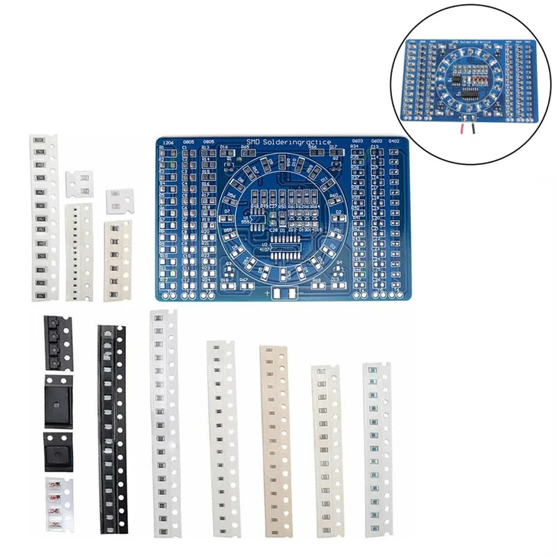 SMD NE555 CD4017 Rotating Flashing LED Components SMT LQFP44 Soldering Practice Board Electronic Circuit Training Suite DIY Kit