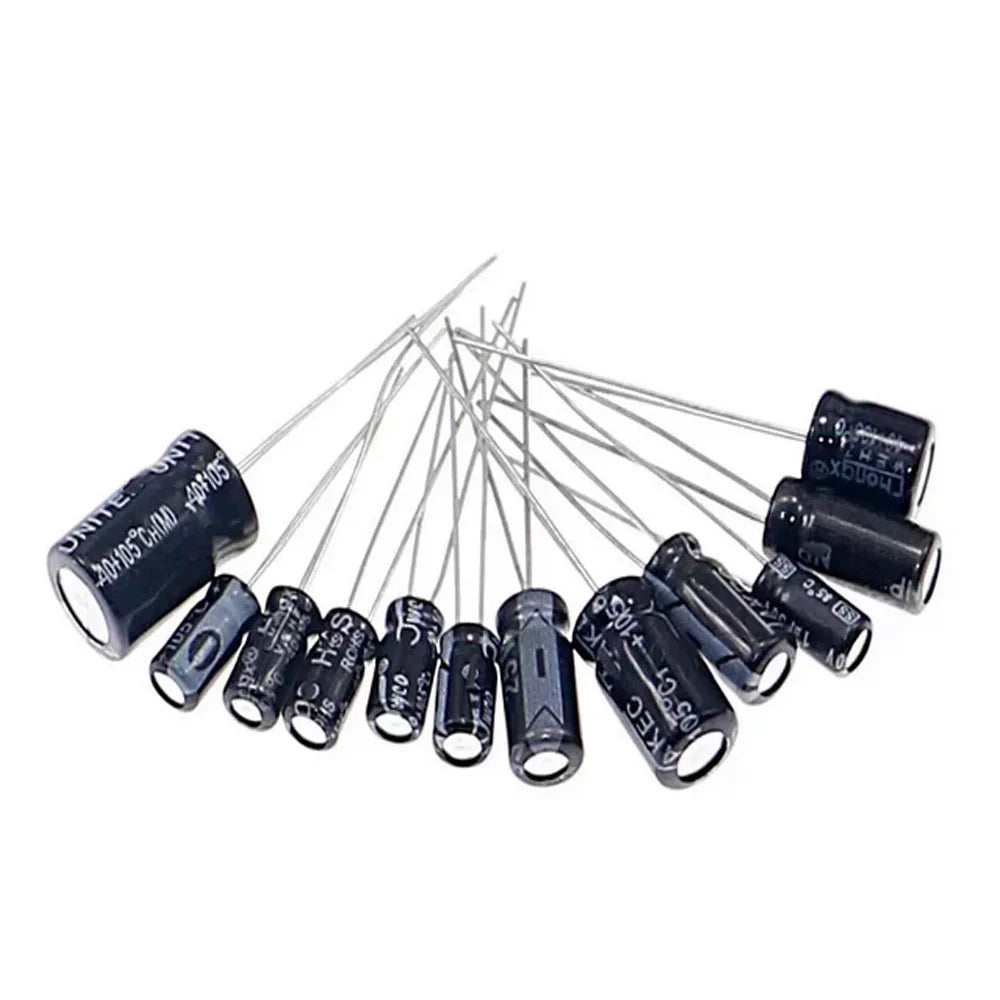 120pcs Electrolytic Capacitor Aluminum Electrolytic Capacitor Kit 12 Values 1uF-470uF DIP Electrolyte Capacitors