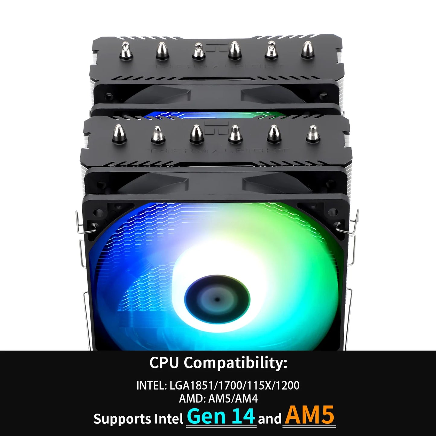 Thermalright Peerless Assassin 120 ARGB Digital Black CPU Air Cooler Supports LGA1851/1700/115X/1200/ AMD AM4/AM5