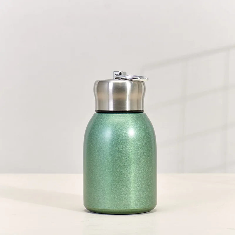 300ML Travel Water Bottle Coffee Mug Stainless Steel Vacuum Flask with Lifting Ring Mini Thermos Cup Portable Car Insulated Cup