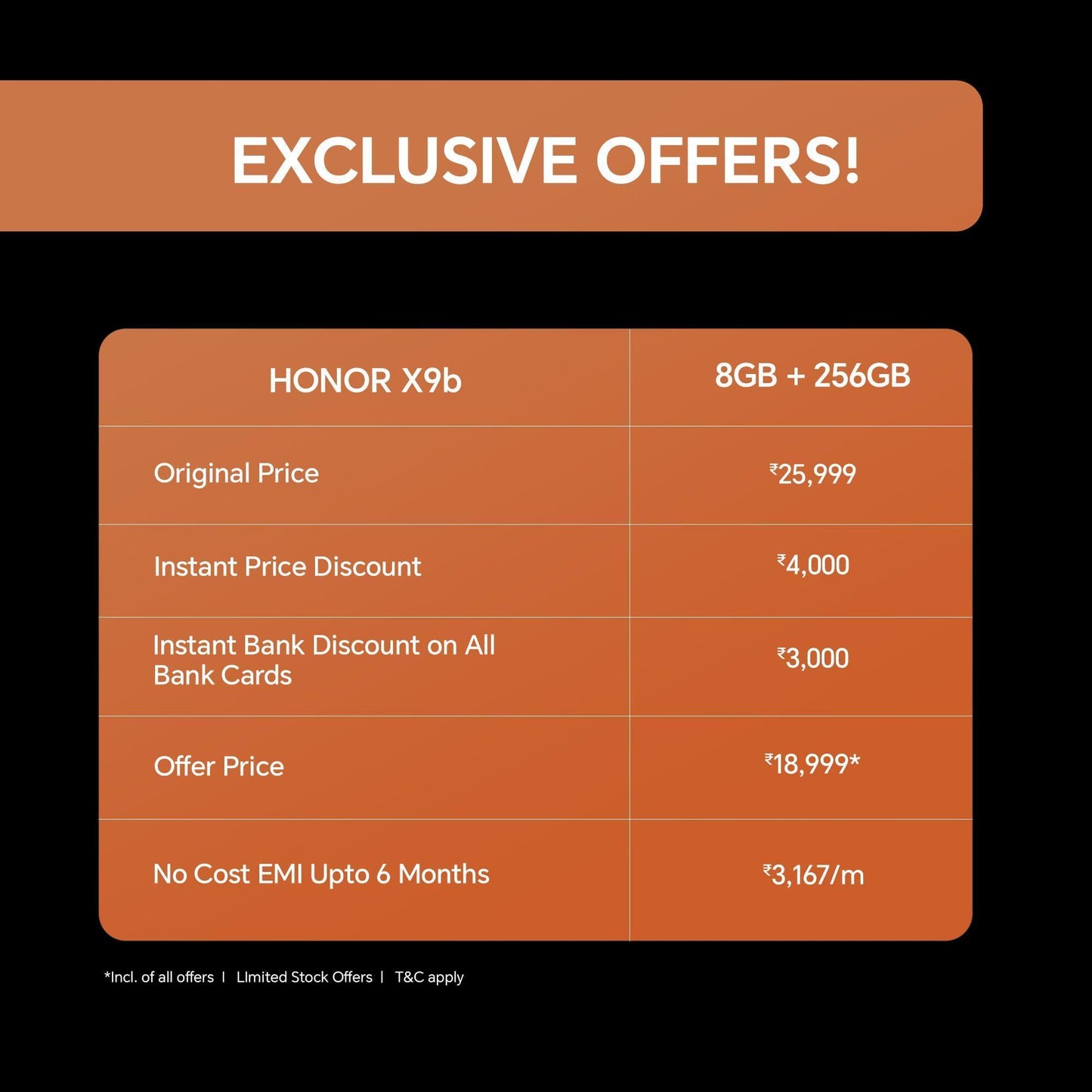 HONOR X9b 5G (Midnight Black, 8GB + 256GB) | India's First Ultra-Bounce Anti-Drop Curved AMOLED Display | 5800mAh Battery | 108MP Primary Camera | Without Charger - Triveni World