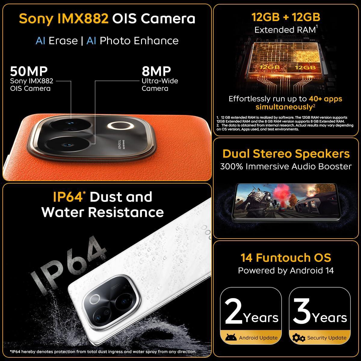 iQOO Z9s Pro 5G (Flamboyant Orange, 8GB RAM, 128GB Storage) | Snapdragon 7 Gen 3 Processor | 120 Hz Curved AMOLED Display with 4500 nits Local Peak Brightness | 5500 mAh Battery | AI Erase - Triveni World