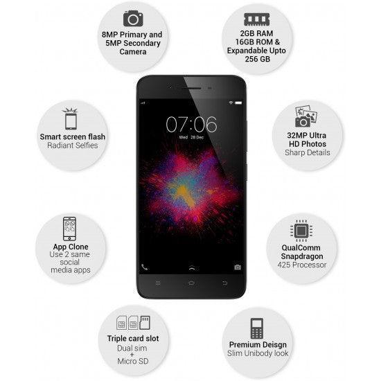 Vivo Y53 (Matte Black, 16 GB) (2 GB RAM) refurbished - Triveni World