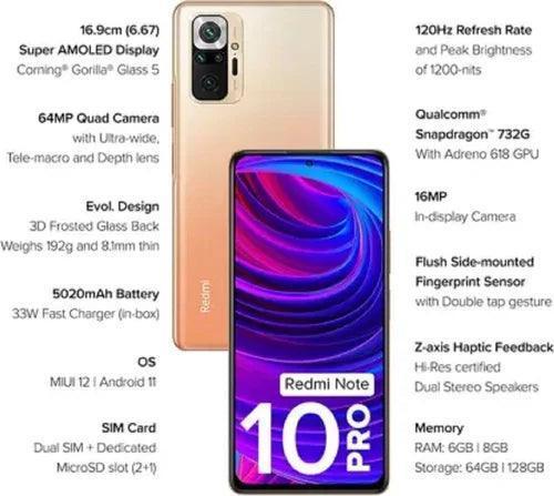 Xiaomi Redmi Note 10 Pro (Vintage Bronza, 6GB RAM, 128GB Storage) - Refurbished - Triveni World
