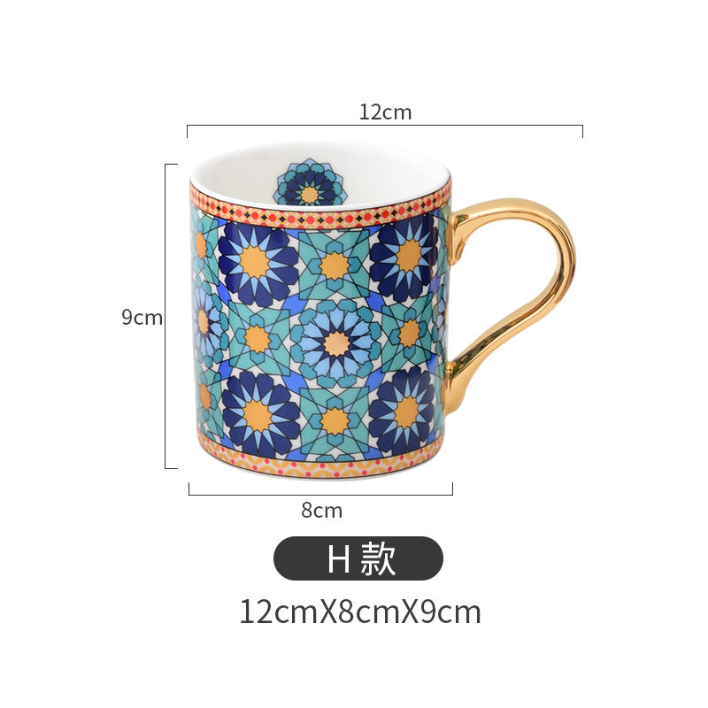 Moroccan Style Gold Ceramic Coffee Mug Office Water Cup Home Breakfast Milk Cup Couple Creative Gift