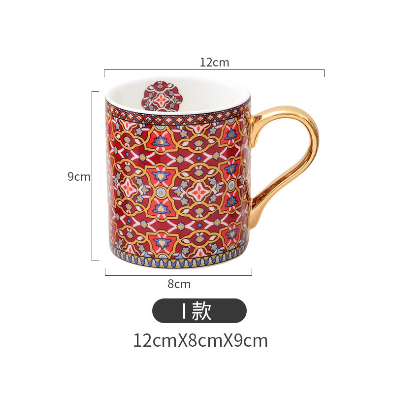 Moroccan Style Gold Ceramic Coffee Mug Office Water Cup Home Breakfast Milk Cup Couple Creative Gift
