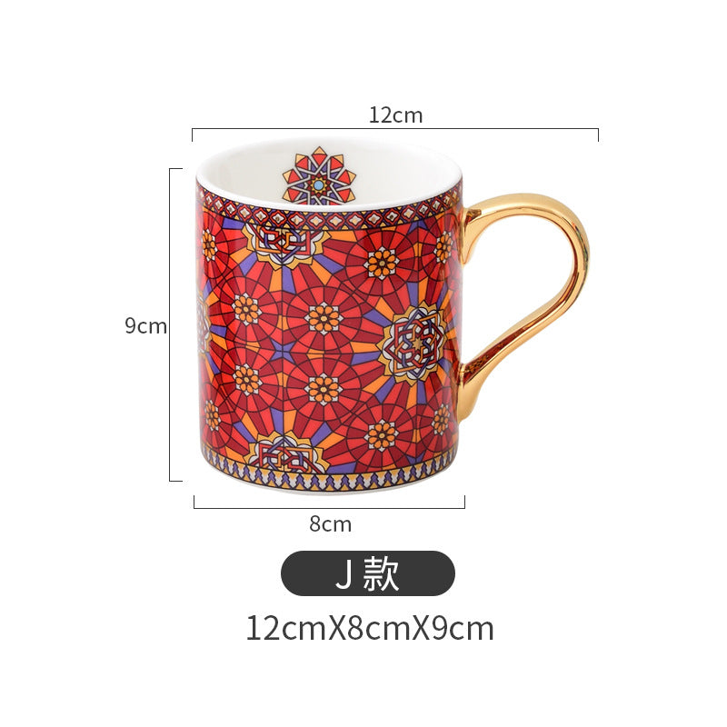 Moroccan Style Gold Ceramic Coffee Mug Office Water Cup Home Breakfast Milk Cup Couple Creative Gift