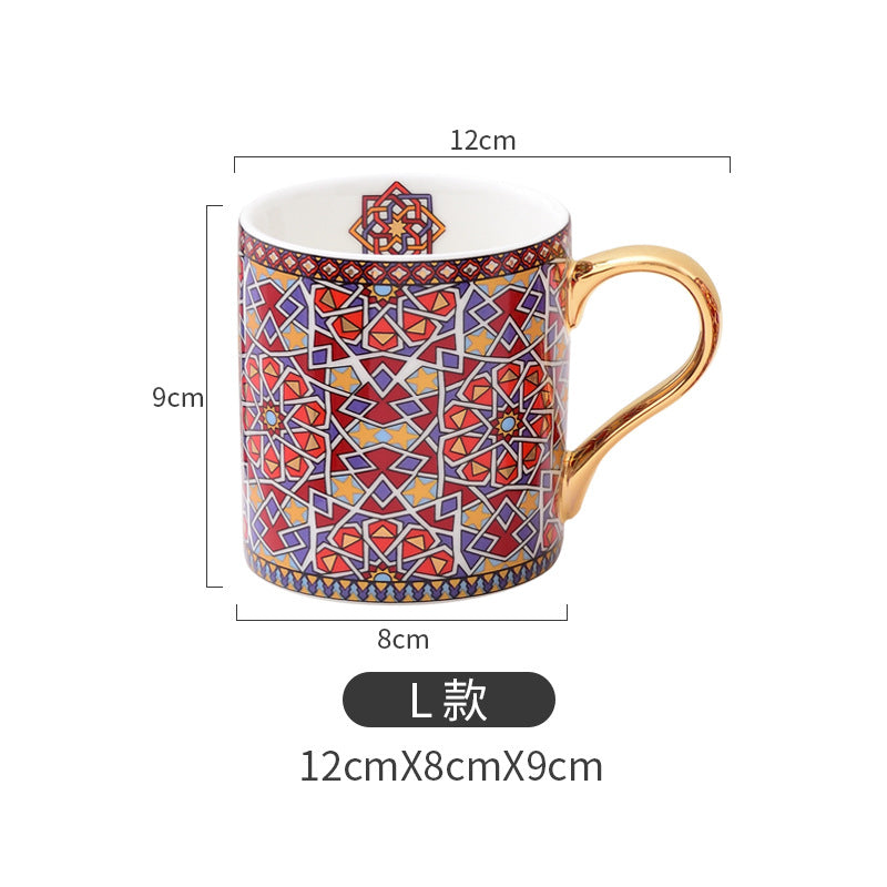 Moroccan Style Gold Ceramic Coffee Mug Office Water Cup Home Breakfast Milk Cup Couple Creative Gift